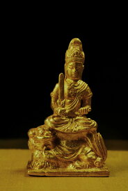 極小仏像 文殊菩薩 純金調仕上げ