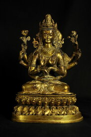 名誦文殊菩薩（ナ-マサンギ-ティ）銅造鍍金彫金仕上げ