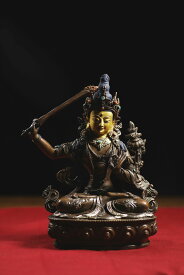 文殊菩薩 銅造銀象嵌仕上げ