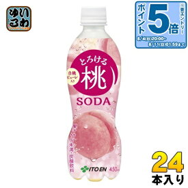 〔エントリーでポイント10倍！〕 伊藤園 とろける桃ソーダ 450ml ペットボトル 24本入 炭酸飲料 果汁炭酸