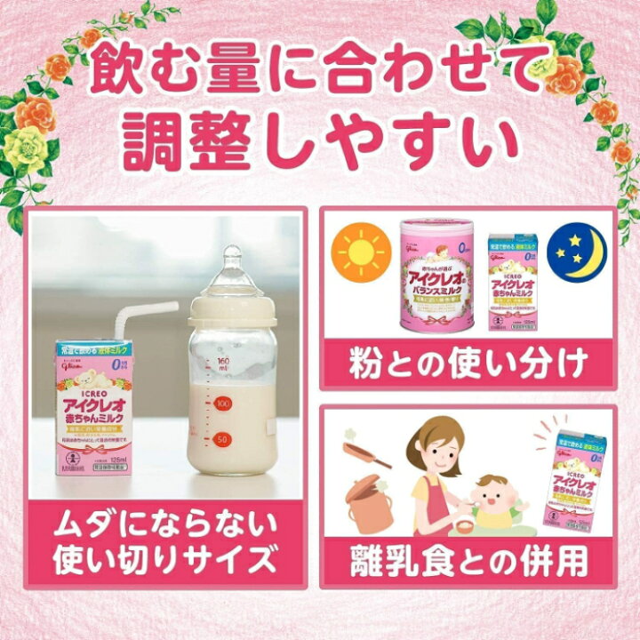 楽天市場】グリコ アイクレオ 赤ちゃんミルク 125ml 紙パック 36本 (18 