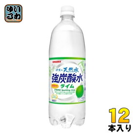 サンガリア 伊賀の天然水 強炭酸水 ライム 1L ペットボトル 12本入 炭酸水 強炭酸