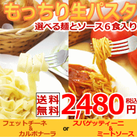 【送料無料】魅惑の生パスタ　フェットチーネorスパゲッティーニ　いろいろ選べる6食セット（※沖縄は別途650円掛かります）