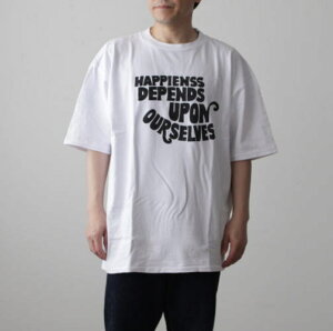ONEITA POWER-T Black Print 1 Tee�@�v�����gT�V���c�@HAPPINESS 20/2�V���I�[�K�j�b�N�R�b�g���@10.5oz