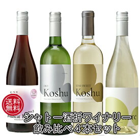 【本州・四国は送料無料】シャトー酒折ワイナリー 限定 赤白泡 4本セット 山梨 甲府 酒折 甲州ドライ デラウエア マスカットベリーA にごりスパークリング お買い得 飲み比べ 日本ワイン