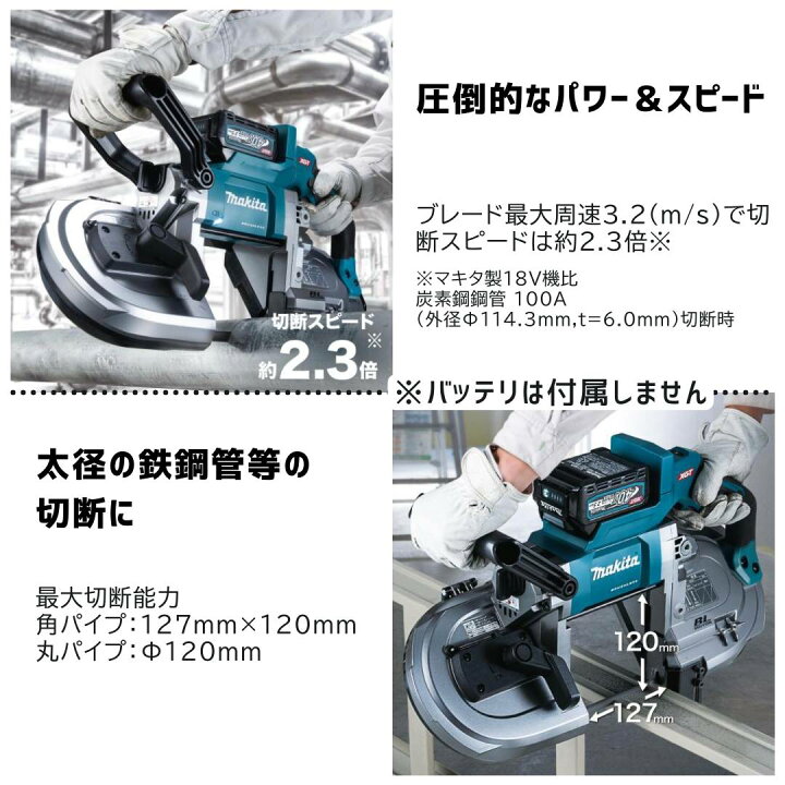 楽天市場】【ポイント10倍】マキタ 40V 充電式ポータブルバンドソー 