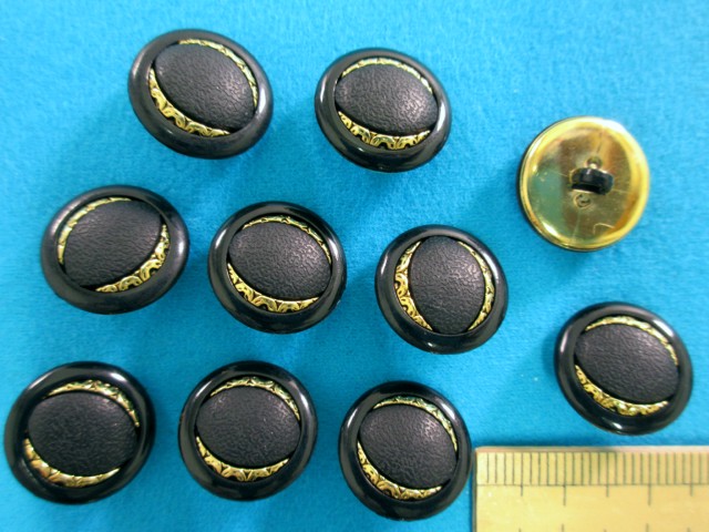 プラメタルボタン（15mm）黒×金 手芸ナカムラ