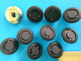 プラメタルボタン（15mm）黒×金