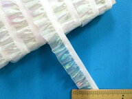 ストレッチフリルテープ（1.5cm幅 10m巻）オフ白×オーロラ