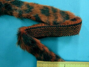 フェイクファーテープ(アニマル)赤茶×黒 2m 1.5cm幅