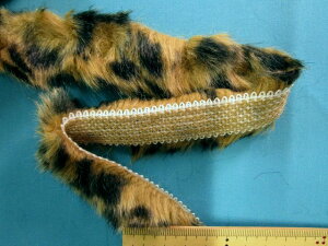 フェイクファーテープ(アニマル)薄茶×黒 2m 1.5cm幅