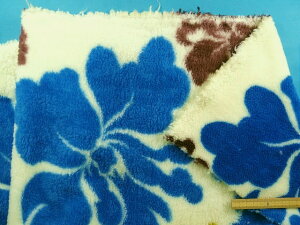 プリント両面ボア生地オフ白×ブルー×グリン