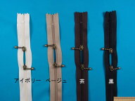 両開き玉付きファスナー　40cm(渋金)　2本セット
