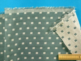 綿ダブルガーゼ生地(リバーシブル)四角(大)・渋ブルー系（135cm幅　1m）