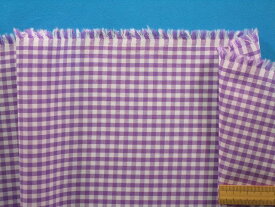 綿チェック生地紫×オフ白（110cm幅　2m）