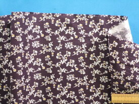 USAコットン生地小花・濃紫×イエロー系（105cm幅　2m）