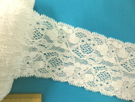 在庫処分ストレッチレース（5.6cm幅　5m巻）オフ白