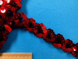 スパンコールブレード（1.8cm幅　4m巻）赤×黒