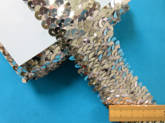 ストレッチスパンコールブレード<br>（4cm幅　3m巻）銀<br>