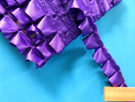 サテンボックスフリルテープ紫（1．5cm幅　3m巻）
