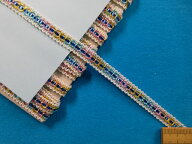 在庫処分メタルフィルムブレード(0.9cm幅　5m巻)オフ白×ブルー×金