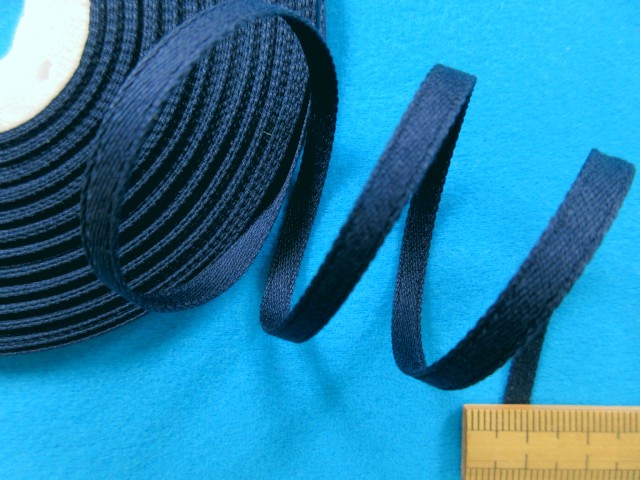 【在庫処分】コットン両面サテンリボン（0.4cm幅　15ｍ巻）紺