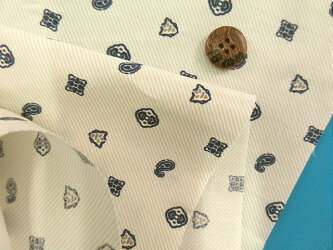 綿プリント生地薄ベージュ×紺(145cm幅1.5m)