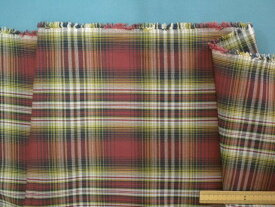 綿チェック生地薄渋ローズ×薄カラシ×オフ白（110cm幅　2m）