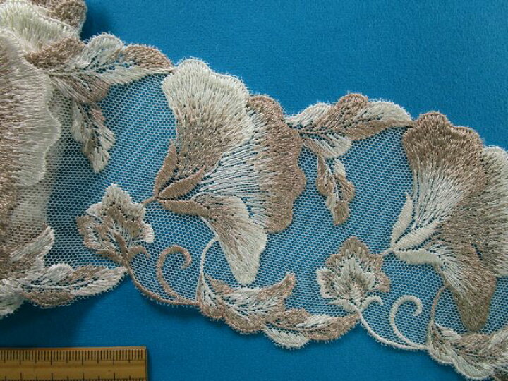 楽天市場】チュールレース（8.5cm幅 2m巻）アイボリー×ベージュ : 手芸 