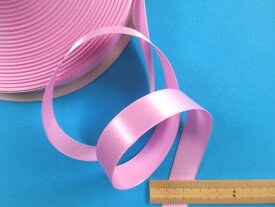 片面サテンリボン（1.5cm幅 50m巻)紫ピンク
