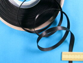 在庫処分片面サテンリボン（0.6cm幅　30m巻）黒