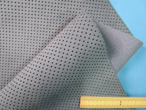 人工皮革スエード調パンチング生地(アルカンターラ・裏地貼り合わせ)グレー(140cm幅 0.5m)