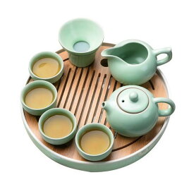 茶道具 中国茶道具 茶器セット 陶器 急須セット 工夫茶 茶芸 湯呑み 茶盤 木製 かわいい 贈り物 お礼 来客 8点セット