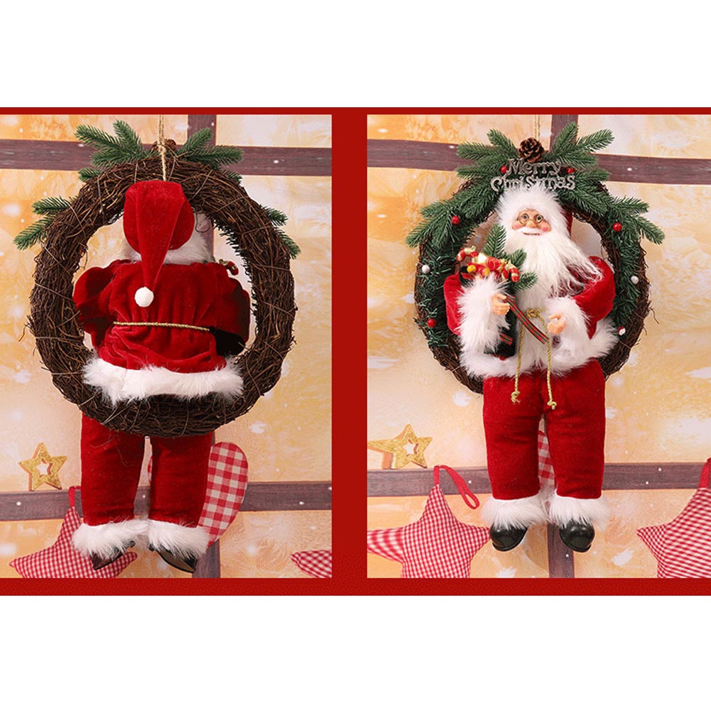 楽天市場】クリスマスリース 飾り 玄関ドア用 電気サンタクロース