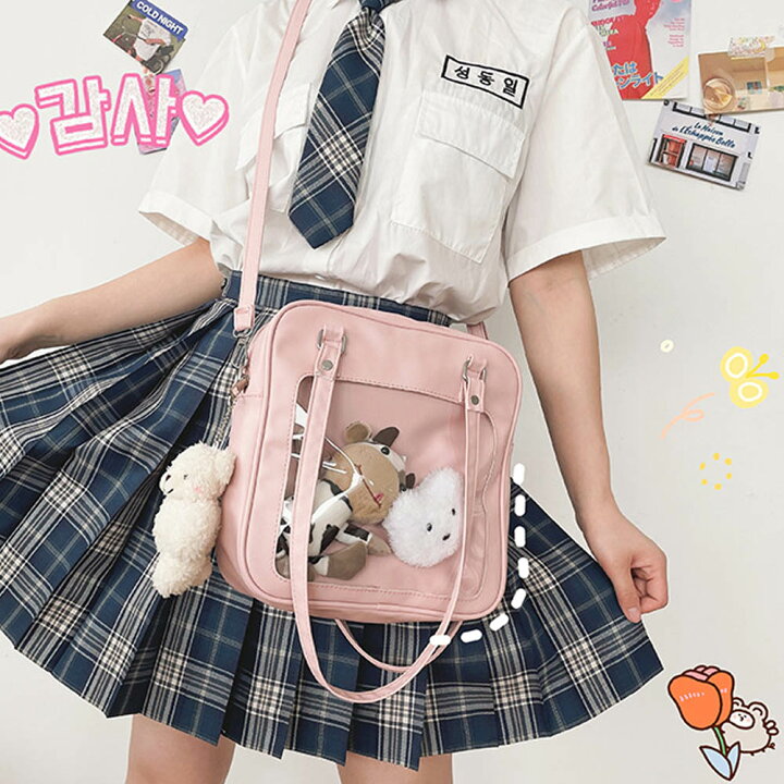 楽天市場 痛バッグ 透明 ビニール バッグ 見せバッグ ポーチ 痛バ 缶バッジ 軽量 おしゃれ スモール シューズシューズ楽天市場店