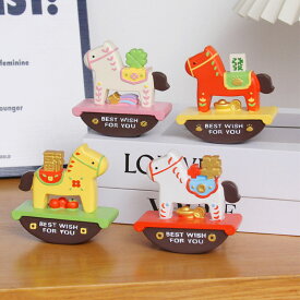 ゆらゆら木馬 置物 干支の置物 うま Horse 2026 揺れる 馬 ホース 馬雑貨 動物 飾り 縁起物 開運招福 工芸品 置物 雑貨 馬好き 新年飾り ギフト 人気 おしゃれ インテリア オフィス