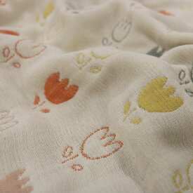 数量限定【TULIP】ふんわり六重織ガーゼ生地手芸/ハンドメイド/六重織ガーゼ生地/六重ガーゼ/6重ガーゼ/gauze/日本製/綿100％/チューリップ/花/北欧