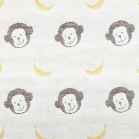 【数量限定】【おさる/多色使い】ふんわり六重織ガーゼ生地入園入学準備/ベビー/手芸/ハンドメイド/六重織ガーゼ生地/6重ガーゼ生地/六重ガーゼ生地/三河木綿/国産/日本製/綿100％/コットン100%/gauze/cotton100%/サル/猿/動物/多色/