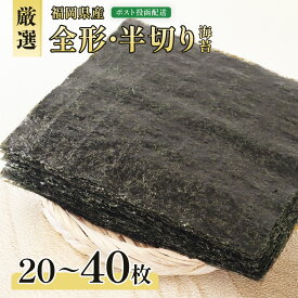 海苔 厳選 40枚 20枚 全形 半切り 福岡県産 有明海産 焼き海苔 送料無料 贈答 プレゼント ギフト 手土産 板海苔 おにぎり 寿司 手巻き寿司 海産物 メール便