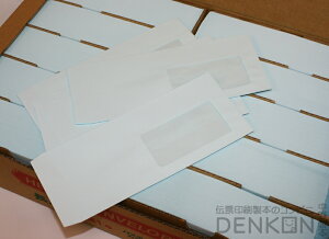 長4パステルカラー:パステルブルー【窓付45×90mm】 80g枠:なし センター貼 1000枚 lf1115