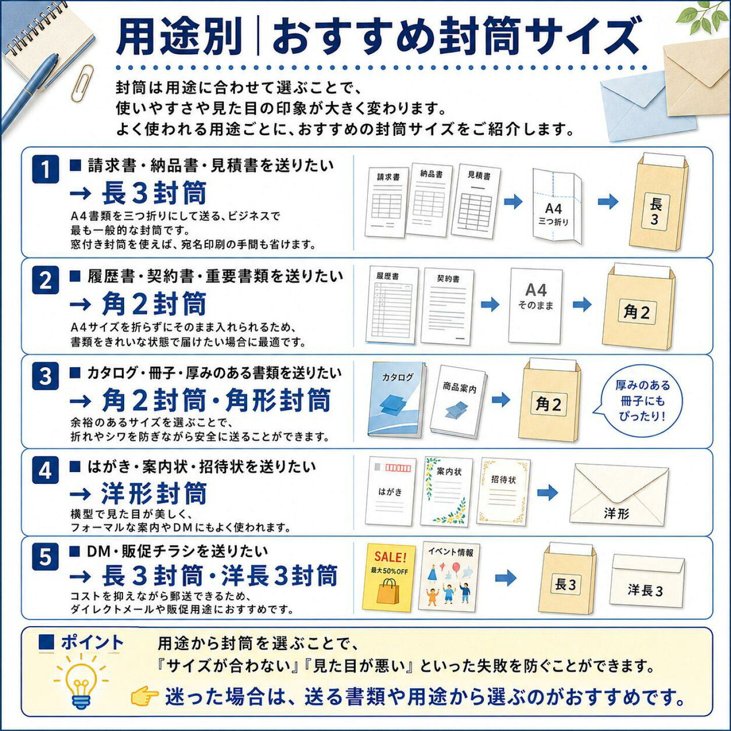 楽天市場 | 伝票印刷製本のコンビニ - 封筒のサイズ・寸法とは？