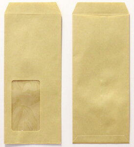 封筒 長4 A10 クラフト ゴールド 明るいクラフト 窓付 サイズ:45×80mm 紙厚70 枠なし 中貼 1000枚