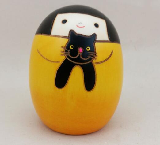 海外の方に向けたプレゼントにもぴったり 卯三郎こけし 在庫処分 日本製 ネコのクロ No11-31 猫 黒猫 キャット チープ インテリア 伝統的 天然木 こけし 創作こけし 送料無料 和 置物
