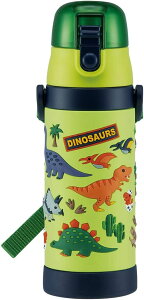 3Dロック付ワンプッシュダイレクトボトル 480ml ディノサウルス DINOSAURS 恐竜 水筒 お弁当 夏休み ピクニック 幼稚園 運動会 グリーン 子供 男の子 女の子