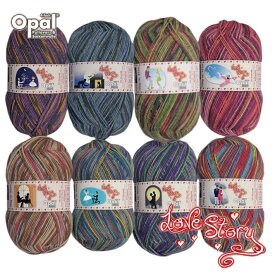 【ワンダフルデーはポイント10倍】Opal 毛糸【復刻版】LoveStory ラブストーリー 中細【毛糸】ウール75% ポリアミド25% 100g玉巻(約425m) 【宅配便】