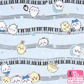 【ちいかわ】ミュージック柄（オックス）ちいかわ ハチワレ うさぎ 音符 レッスンバッグ オックス生地 キャラクター キャラクター生地【生地・布】G-2578 数量3(30cm)から10cm単位 8372