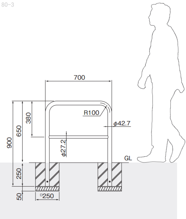 楽天市場】横型バリカー 帝金 80-A3 スチール 横棒入 W700×H650