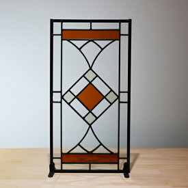 【安心サポート付】ステンドグラス（カクテル）アンティーク　窓格子　ウォールデコ　フィクス窓　室内窓　モザイクガラス
