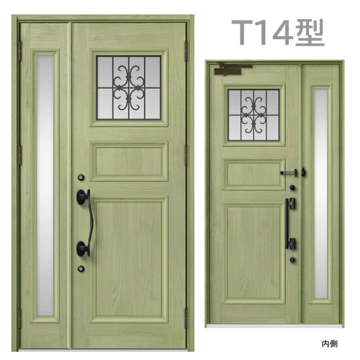 楽天市場 玄関ドア T14型 プレナスx 片開き 親子ドア 片袖 両袖 親子入隅 新築 取替え リフォーム 玄関 扉 出入り口 トステム Lixil リクシル 窓工房 ナカサ