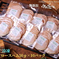 無添加 冷凍 ロースハム（又はペッパーロース） 50g×10個 中山道ハム BBQ 焼肉 プチ贅沢 自分ご褒美 ご…